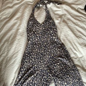 AE Boho Floral Wide Leg, Halter Romper